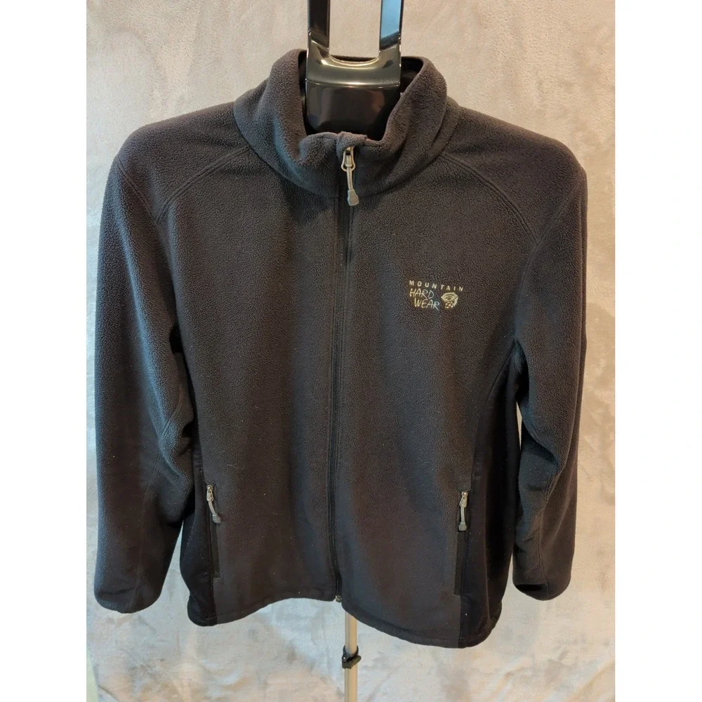 Mountain Hardwear Mens Full Zip Fleece Jacket Black SOM4803 Medium Hiking Layer